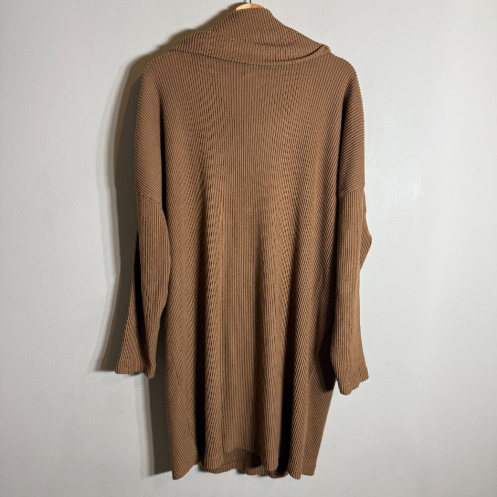 Gap Ribbed Cowl Neck Sweater Mini Dress Women's Large Brazen Brown Cozy Knit - Picture 9 of 14